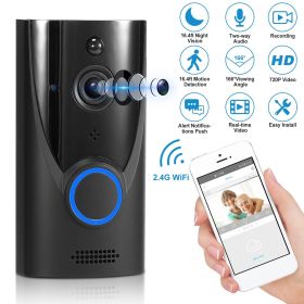 WiFi Video Doorbell Wireless Door Bell 720P HD WiFi Security Camera - Black